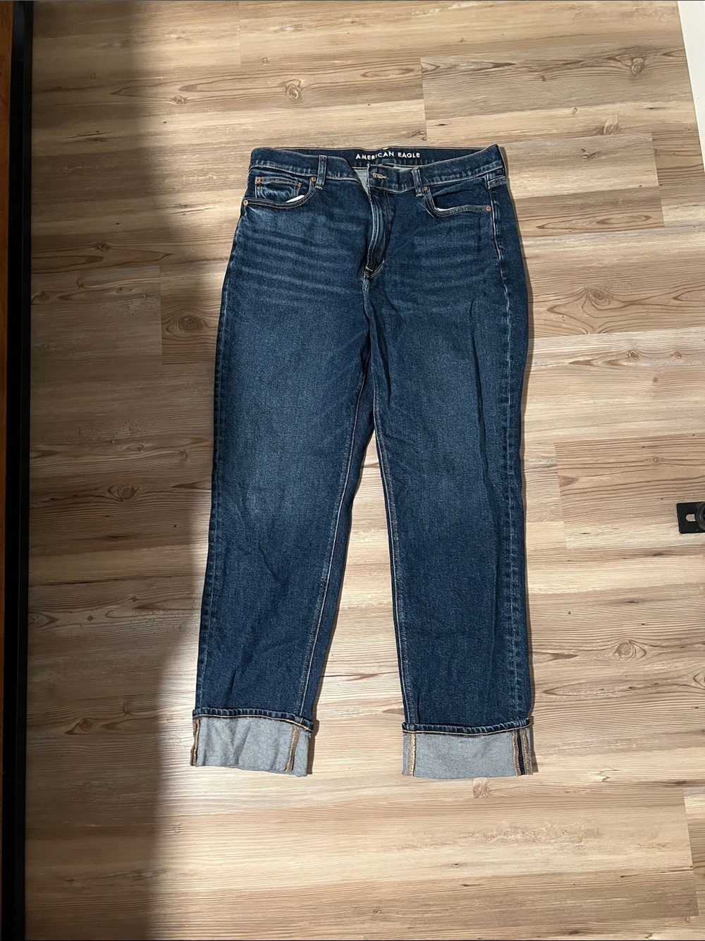 American Eagle Navy Super High-Rise Straight Jeans
